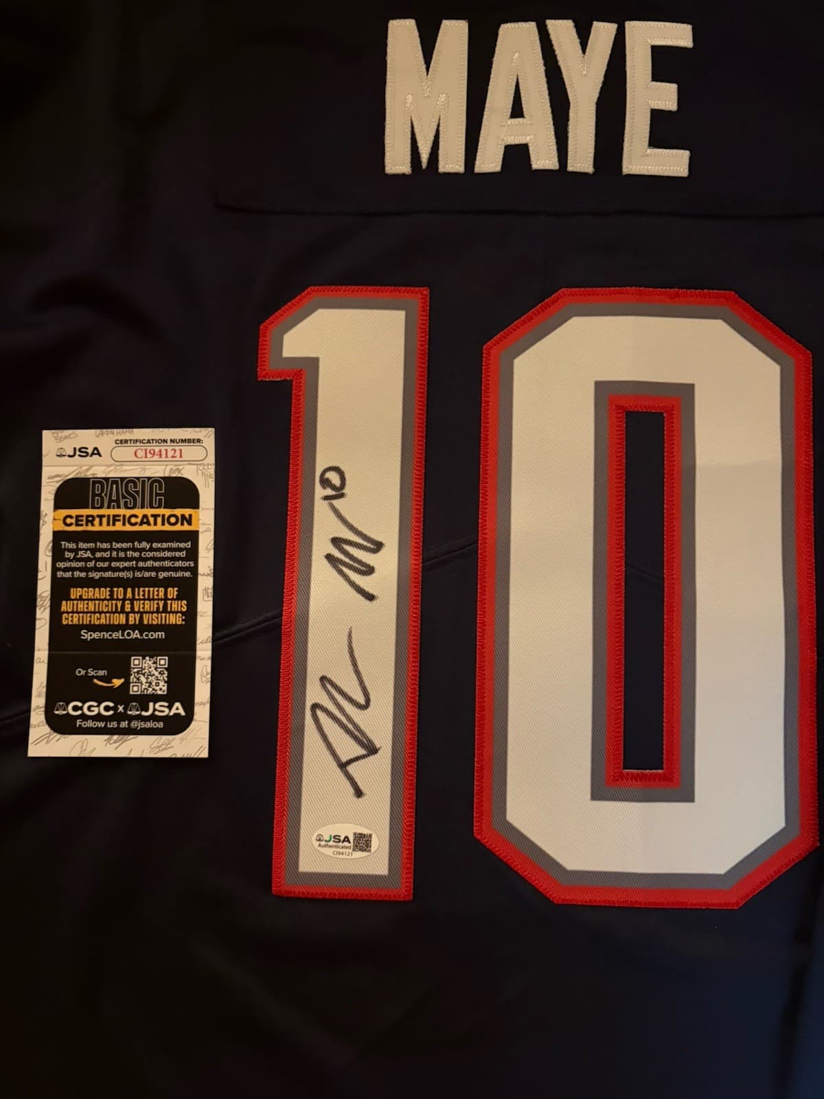 DRAKE MAYE SIGNED AUTOGRAPH NEW ENGLAND PATRIOTS JERSEY JSA COA 2