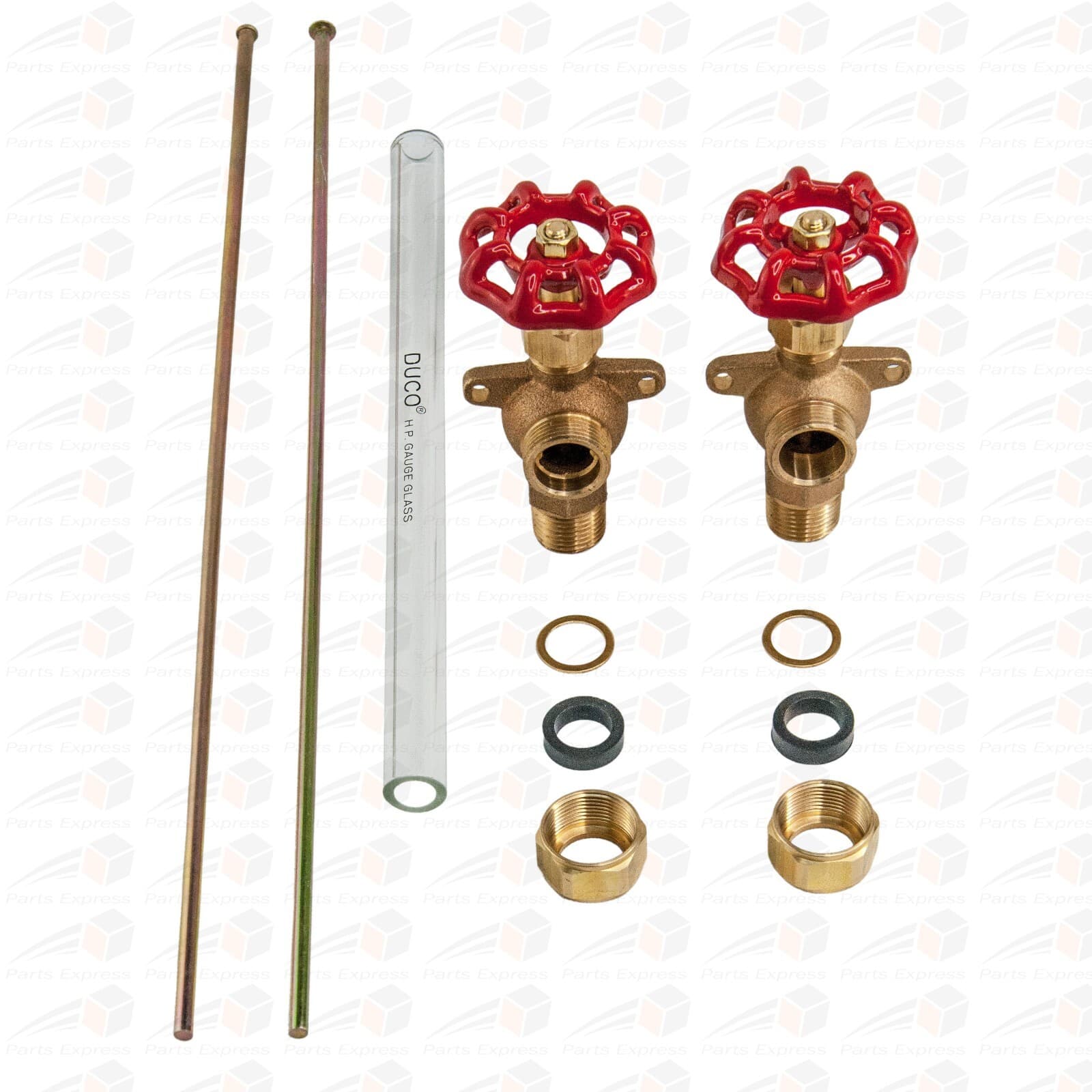 HVAC 1/2" NPT BOILER SIGHT GAUGE GLASS VALVE KIT 5/8" OD x 12" GLASS WITH DRAIN 3