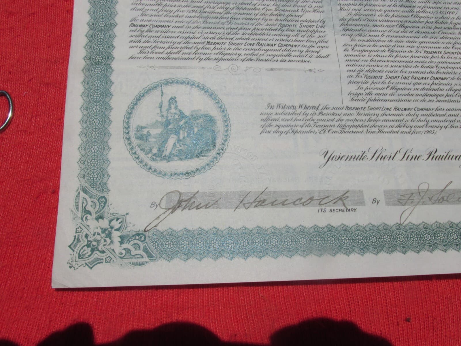 YOSEMITE SHORE LINE RAILWAY  BOND LOT CO 3