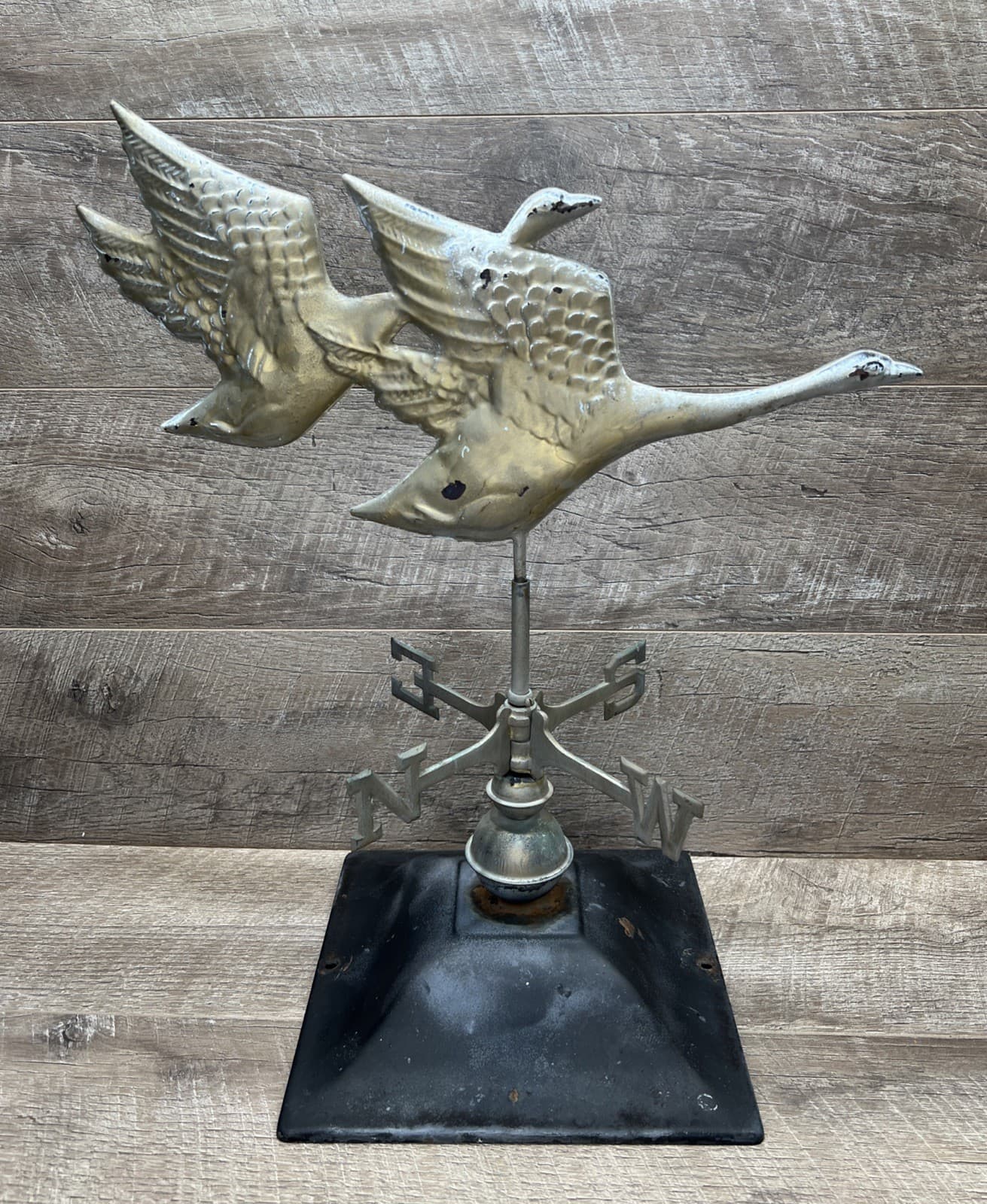 Antique Copper Brass Patina Flying Geese Weathervane Garden Tabletop Decor 3