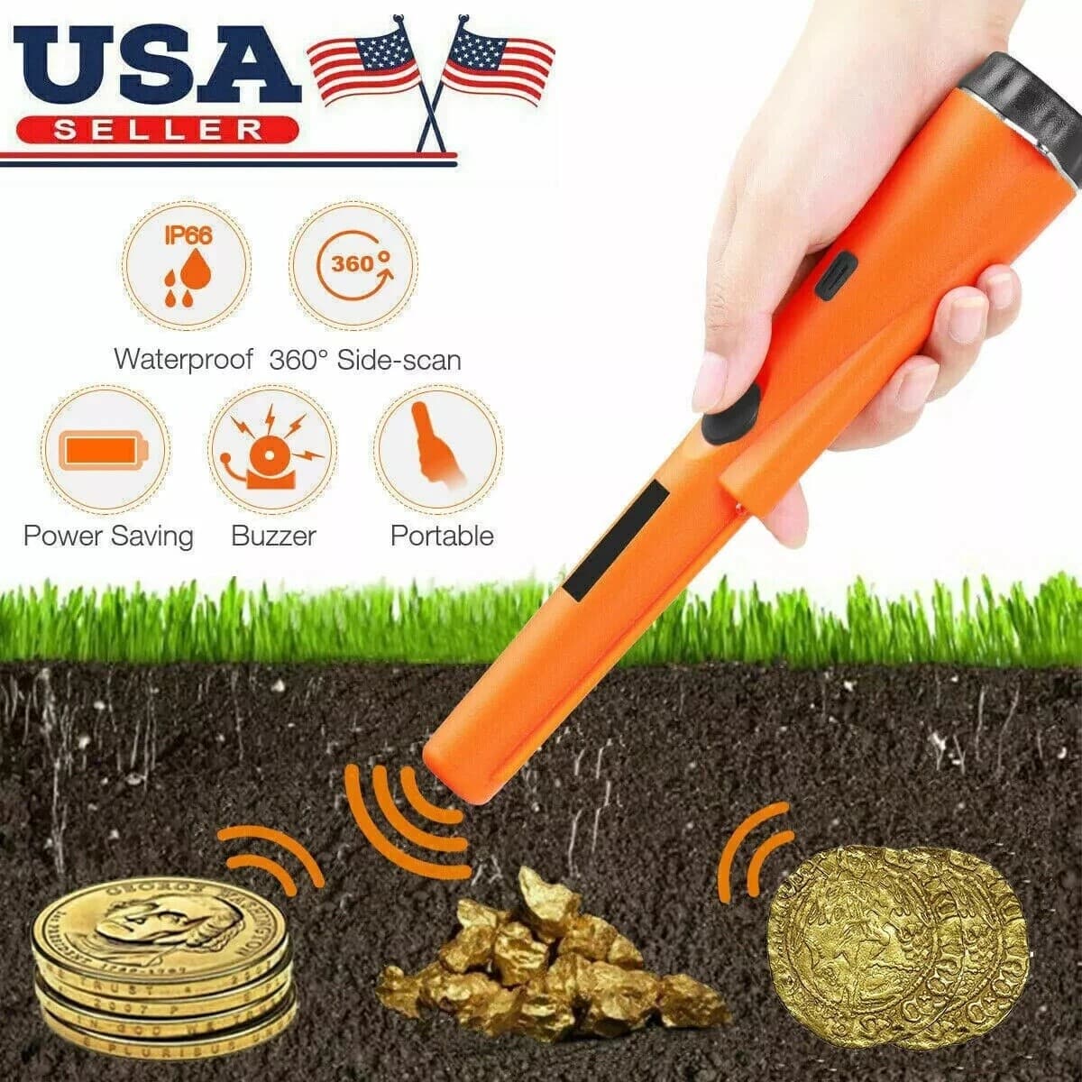 Metal Detector HandHeld Pro Pinpointer Pointer Probe Waterproof Sensitive Tester