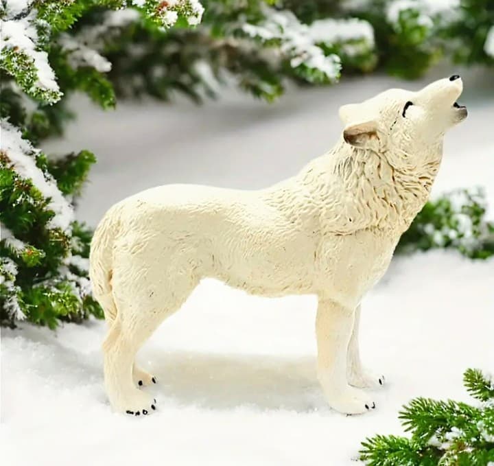 2025 Small Standing HOWLING ARCTIC WOLF 3.3" Long Made of Hard PVC Material