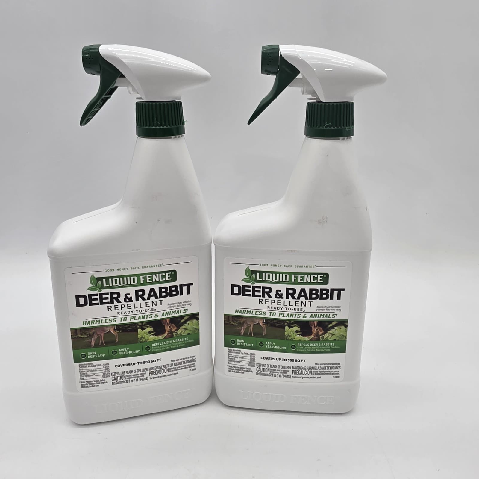 Liquid Fence Deer & Rabbit Repellent 2 PACK! Ready-to-Use, 32-Ounce, 64oz Total