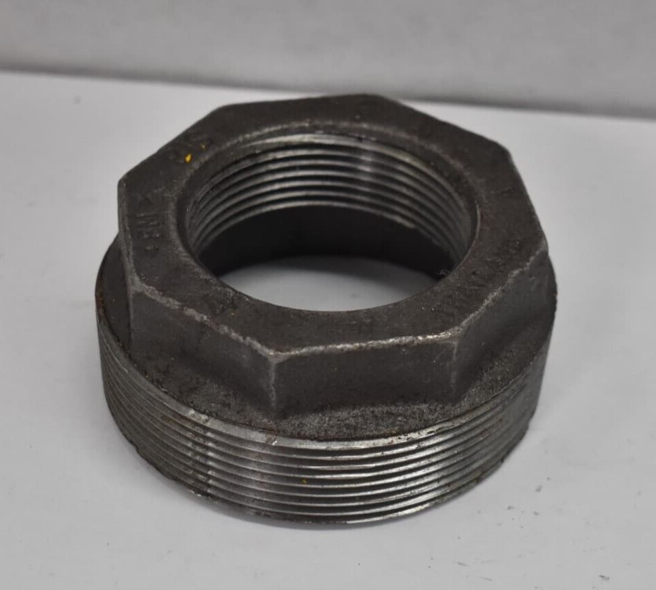 Black Iron Hex Reducer Shank Threaded Barb Fitting 4" x 2-1/4" Hardware Tool