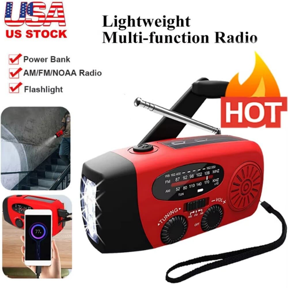 Emergency Hand Crank Radio with LED Flashlight Portable Radio Waterproof US