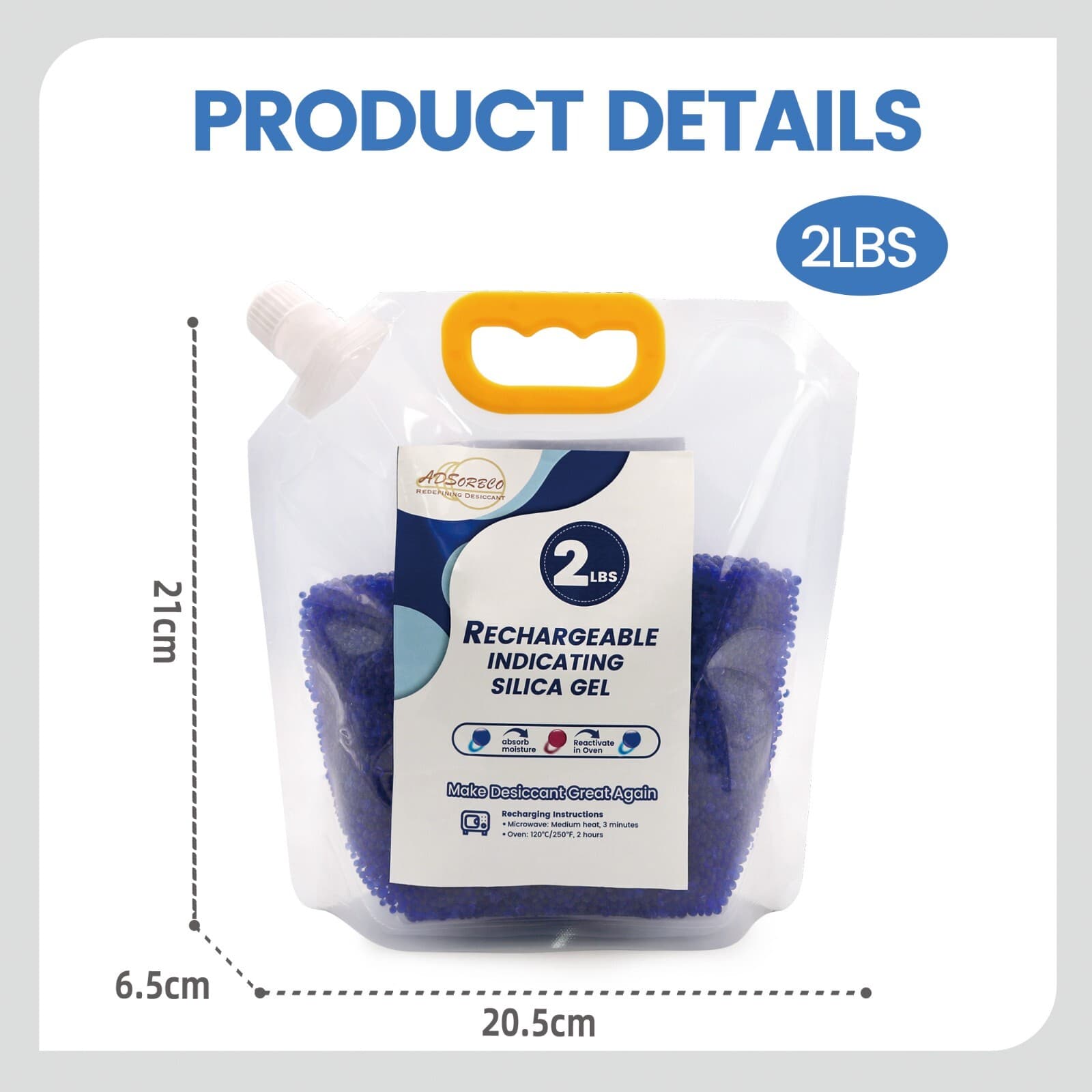 2 LBS Adsorbco Desiccant Beads, Indicating Silica Gel Beads (Blue to Pink) 2