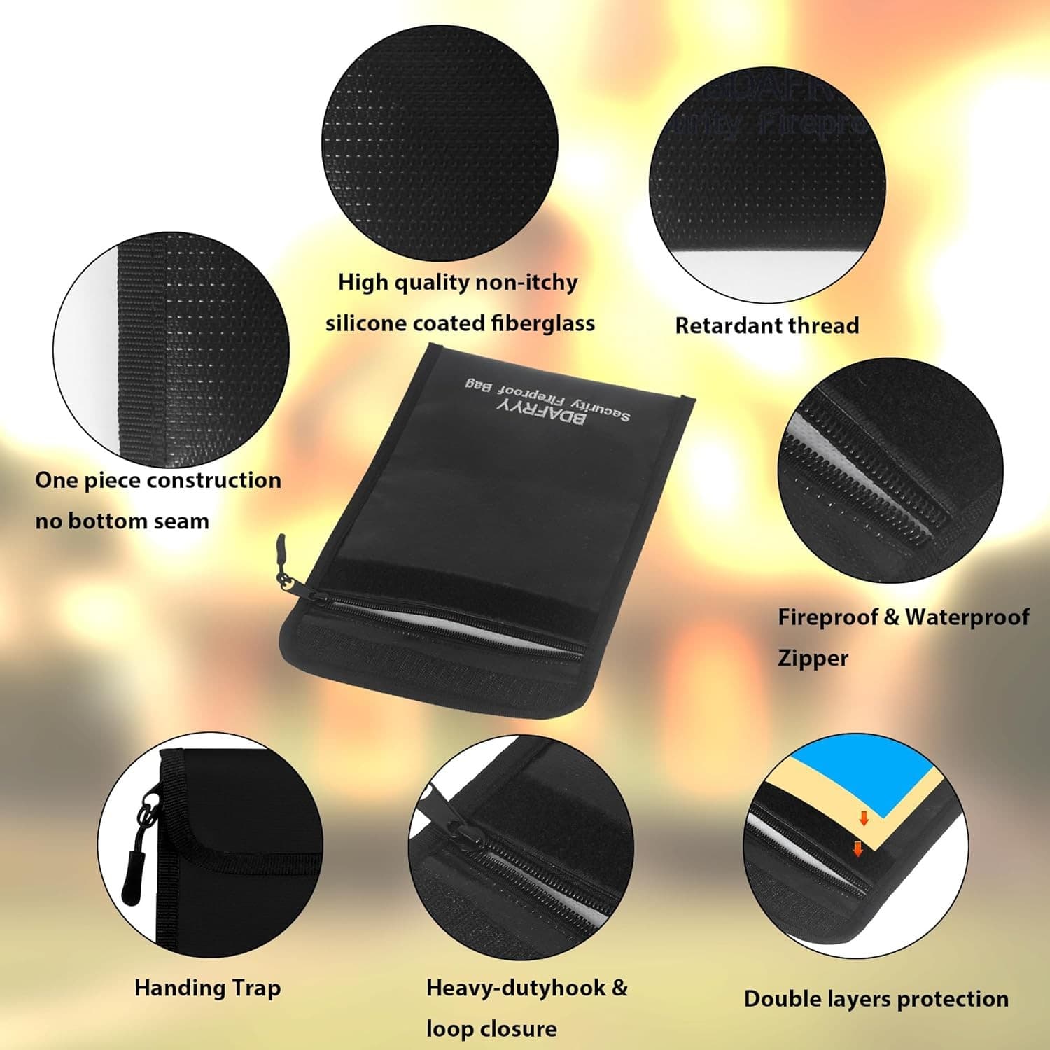 3 Pcs Fireproof Document Bag,Waterproof Money Important Document Bag(2000℉) 4