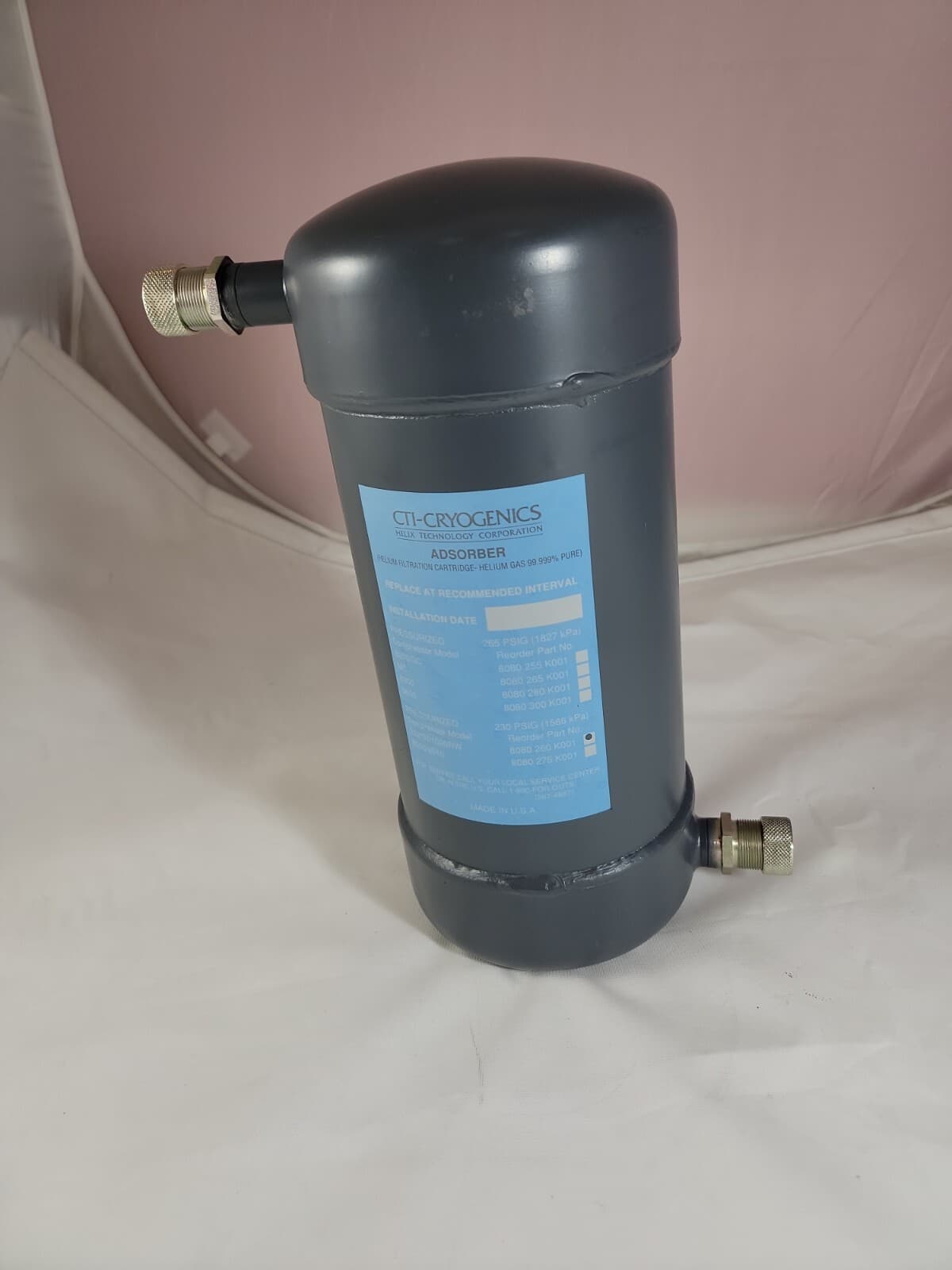 CTI-Cryogenics 8080260K001 Adsorber Helium Filtration Cartridge 230 PSIG