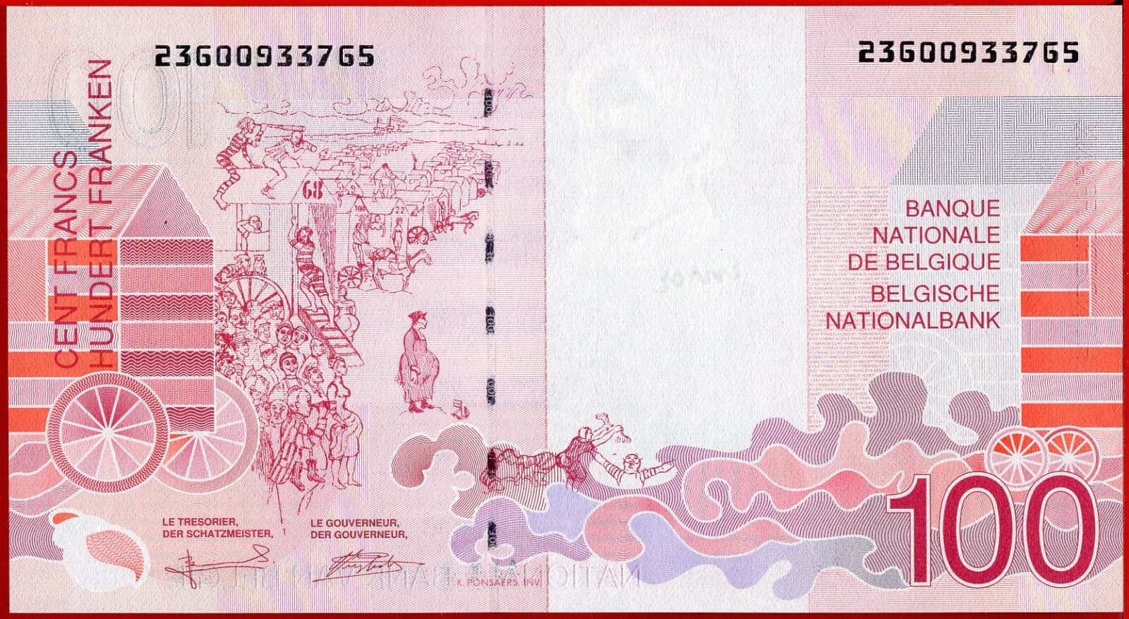 BELGIUM 100 FRANCS nd 1995 First sign P 147 (1) UNC free shipping from 100$ 3