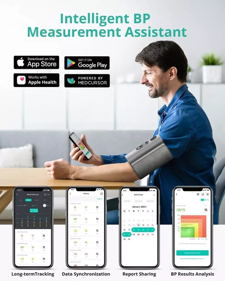 Blood Pressure Monitor Upper Arm Bluetooth Data Stored in free App 3