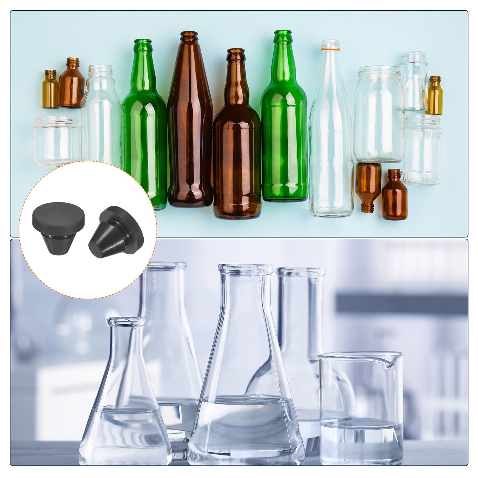 15Pcs Silicone Plugs Rubber Round Hole Plugs for 7-8mm Hole Black 6