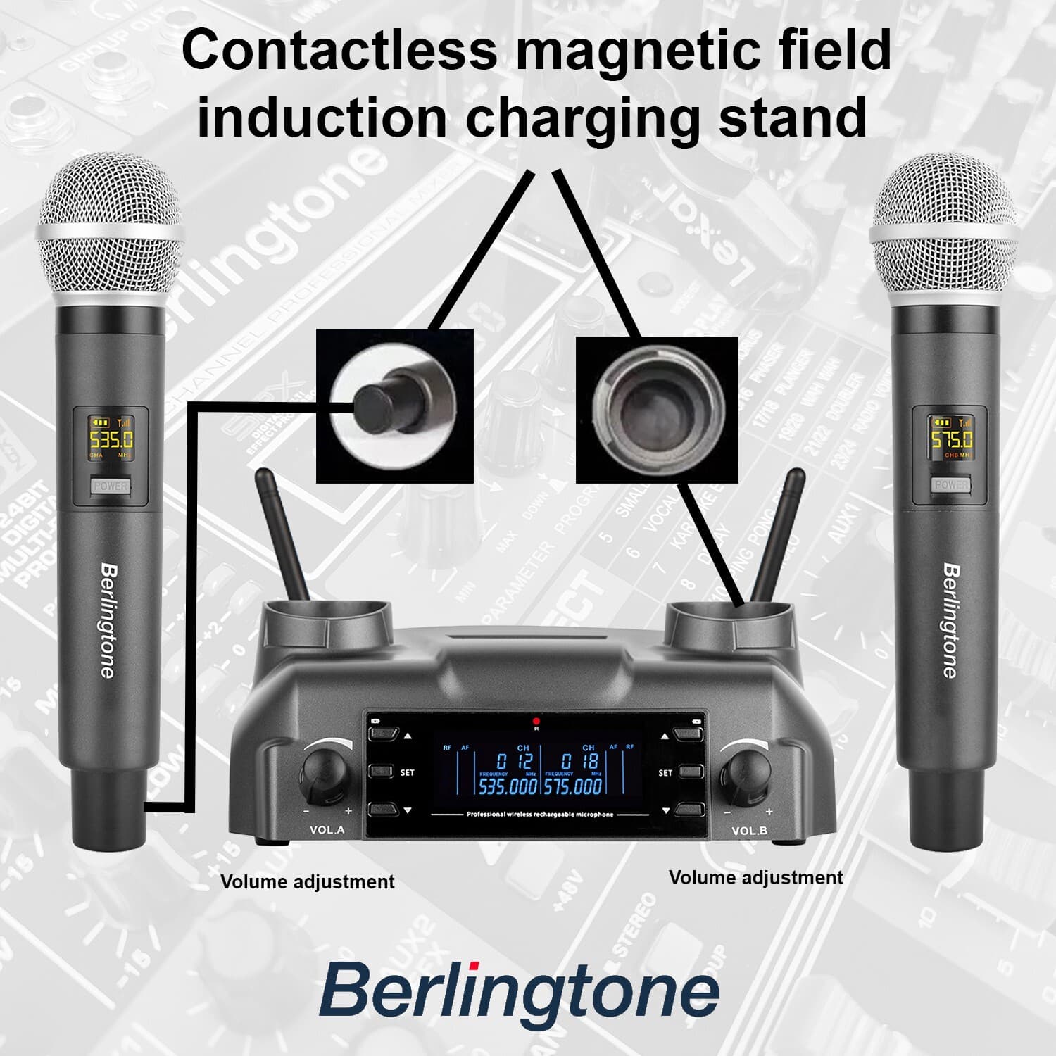 Berlingtone BR-60UM Wireless Microphone System Dual Wireless Mics, rechargeable 2