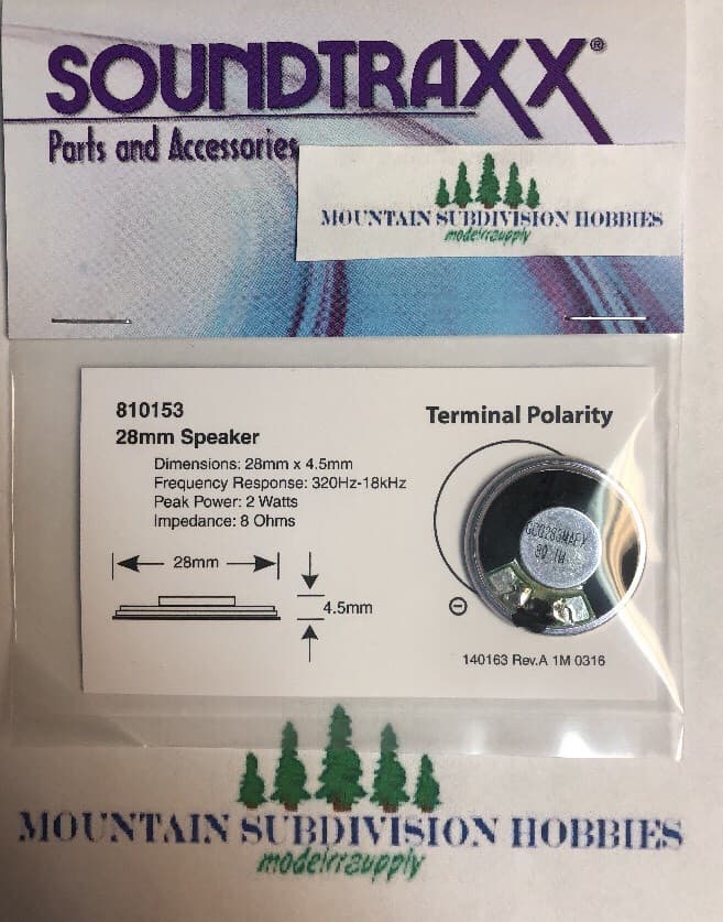 Soundtraxx 810153 1" Round Speaker (28mm) 8 ohm 2 Watt  | $5 Offer