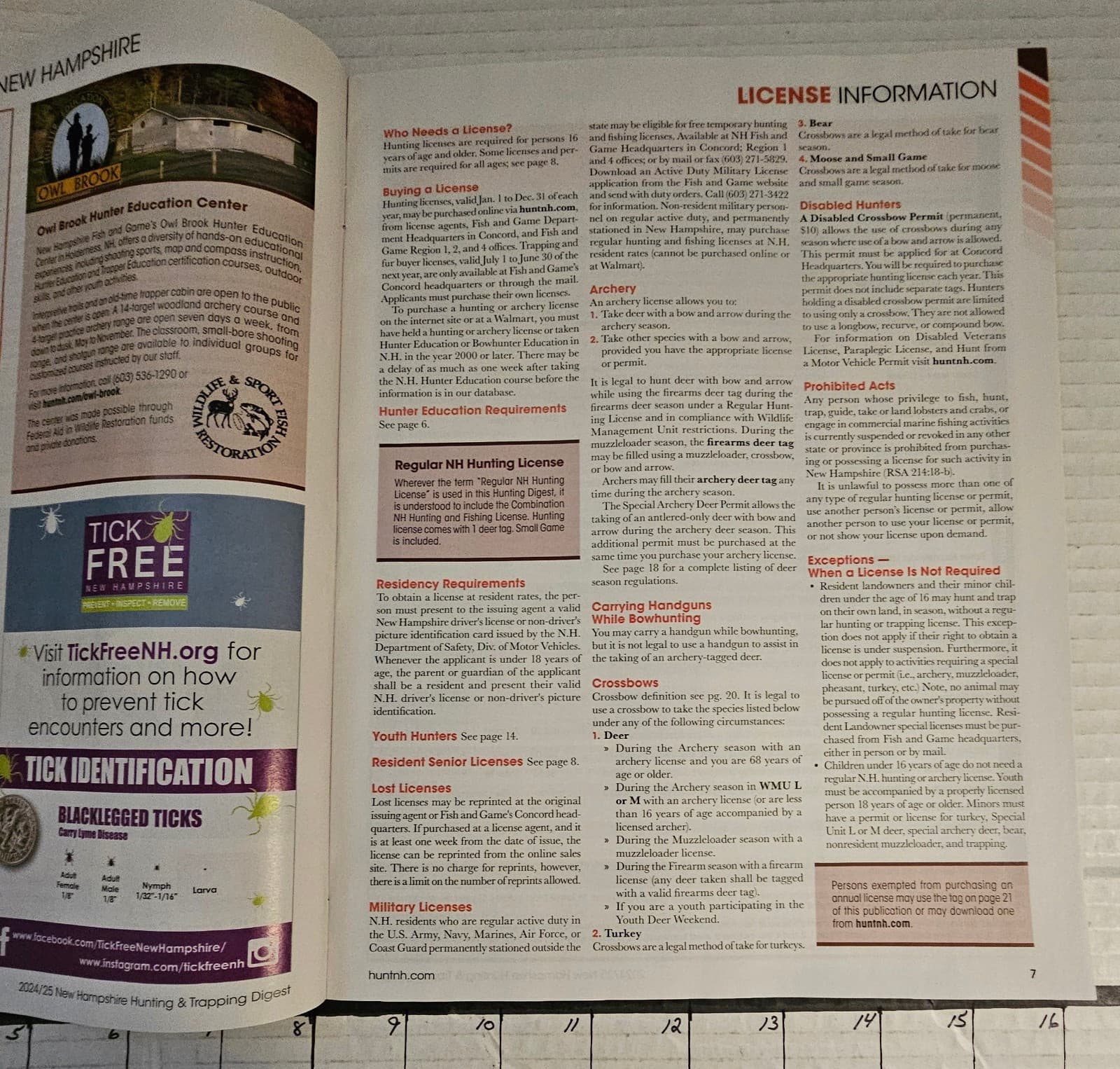 2024/25 NEW HAMPSHIRE HUNTING & FISHING DIGESTS. 42P EACH  WITH REGULATIONS. SEE 3