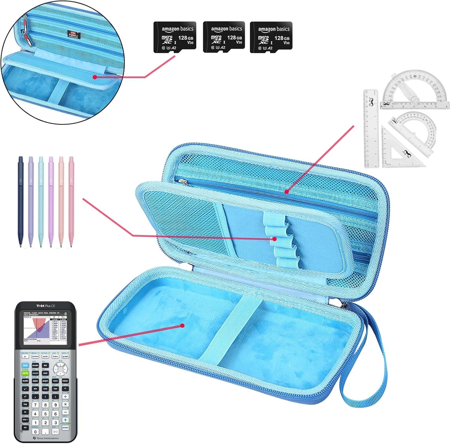 FBLFOBELI Hard Case for Texas Instruments TI-84 Plus CE/TI-84 Plus/TI-83 Blue  3