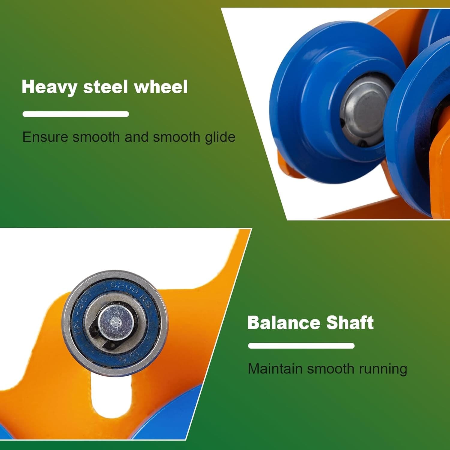 Heavy Duty I-Beam Trolley for Electric Hoist, 1 Ton Capacity with Dual Orange  5