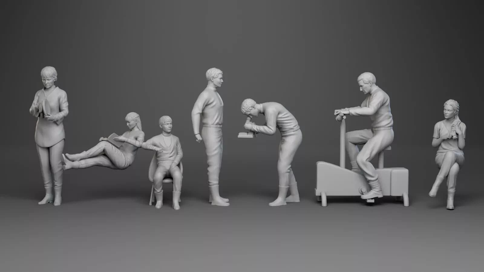 Lost In Space - Robinson Family - Various Poses - 10 Piece Set - 3D Printed 1:35