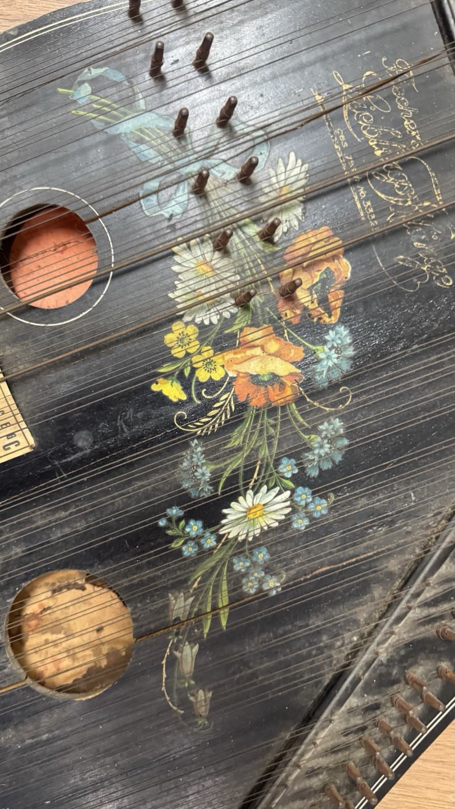 Antique Hammer chord ZITHER from the 19th century German Made 4