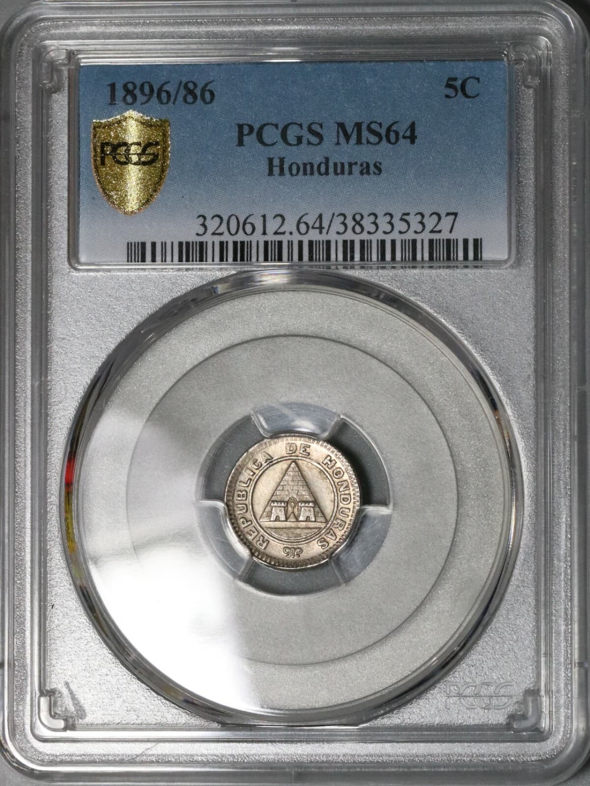 1896/86 PCGS MS 64 Honduras 5 Centavos Pyramid Silver Coin POP 2/0 (21081401C) 5
