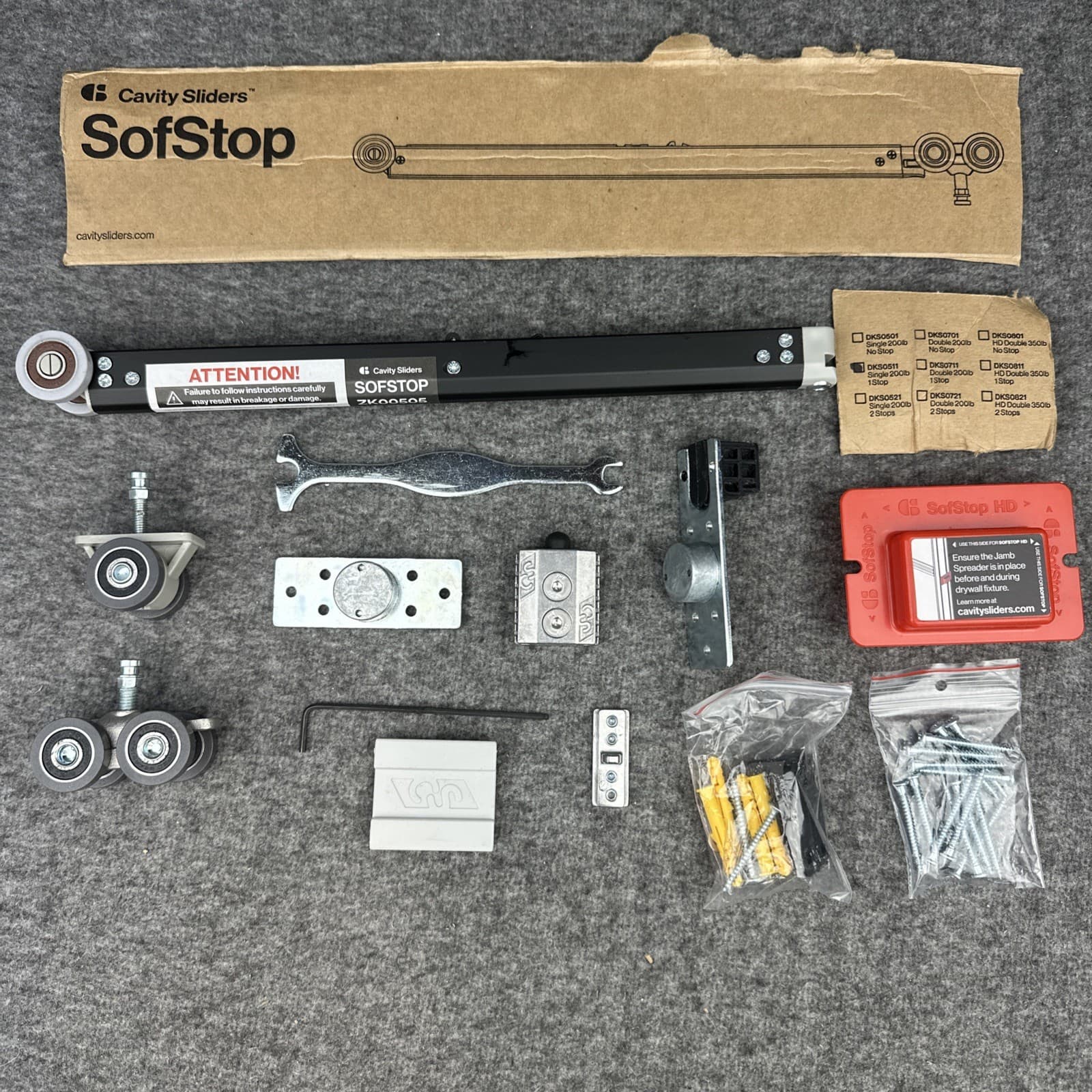 Cavity Sliders Hardware Set with SofStop Soft-Close DKS0511 SINGLE 200LB