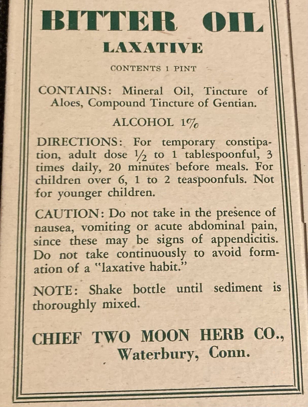 Chief Two Moon Bitter Oil Laxative Quack Medicine 1930's Folded Unused Box 3