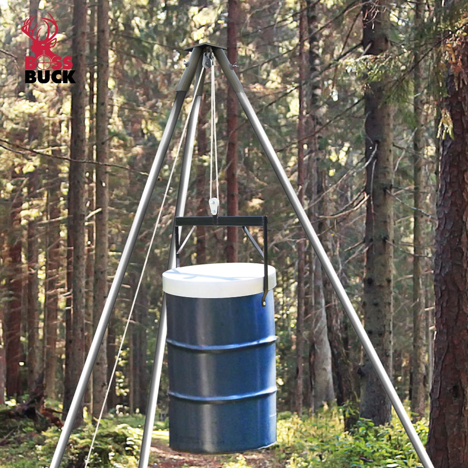 Boss Buck Tripod Header with Pulley, Deer Feeder Attachment, Feeder Not Included 5