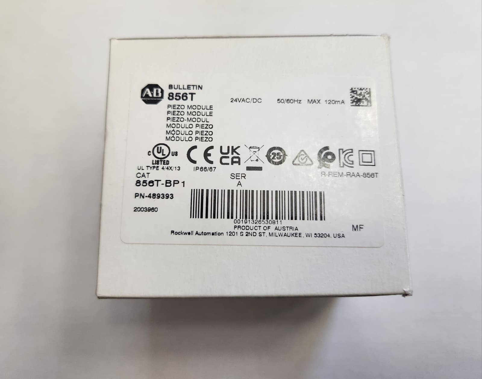 Allen Bradley 856T-BP1 Top Sound Module 8 Tones, 70mm 3