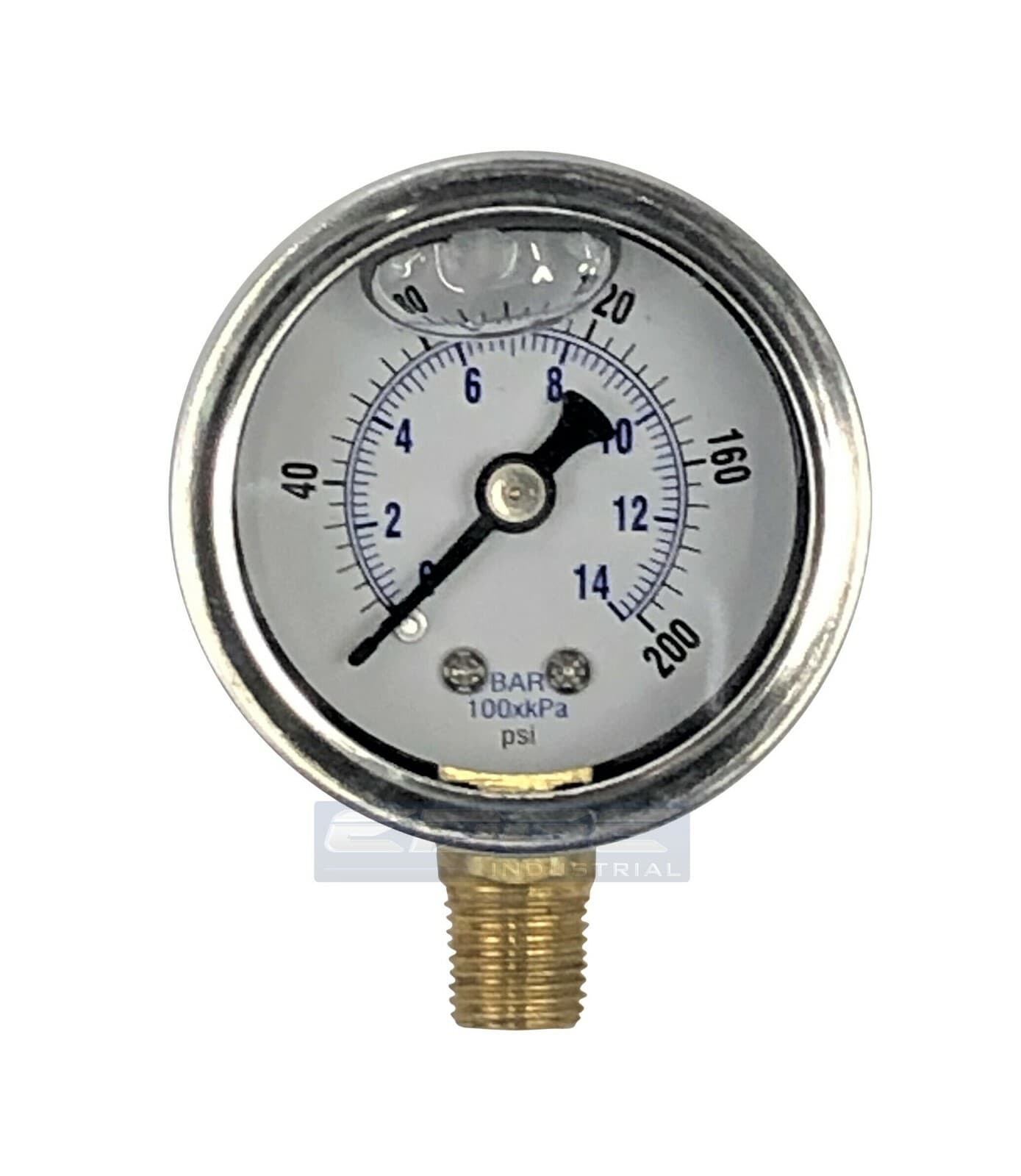 Liquid Filled pressure gauge compressor hydraulic 1.5 "face 0-200 lower mnt 1/8"