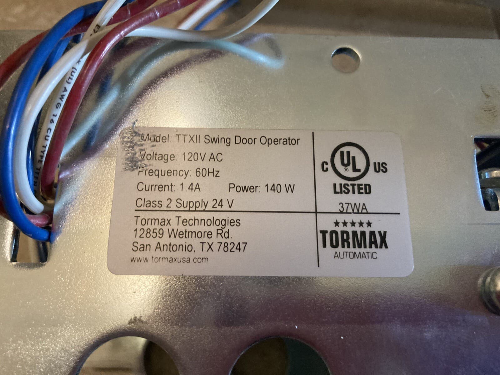 Tormax TTXII Swing Door Operator 140W 2