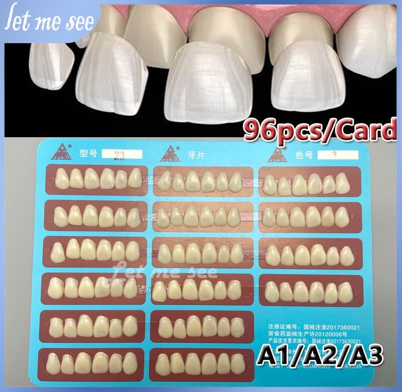 96pc Tooth Veneer 23 Dental Veneers Porcelain Anterior Resin Thin Teeth A1 A2 A3