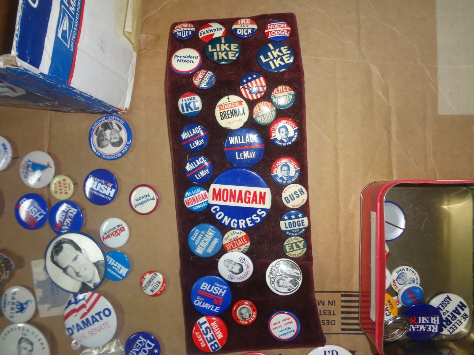 Lot of over 75  Vintage Campaign Buttons between 1952 to 2008   s#shelfH3 4