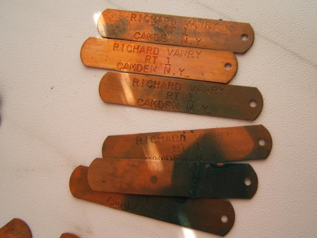 20 VINTAGE COPPER TRAP TAGS INDENTIYING TAGS 4