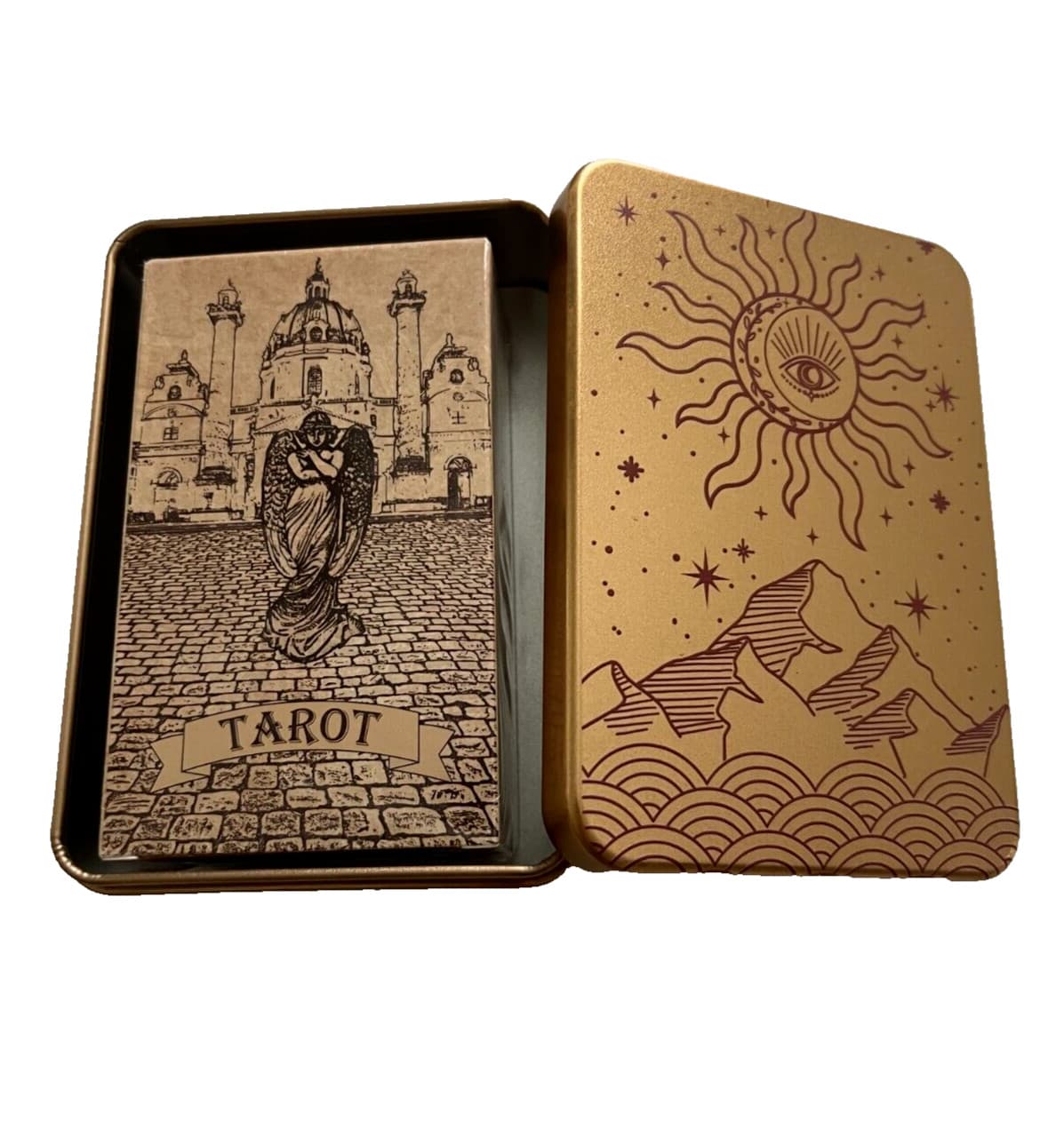 1910 Vintage Classic Tarot Guidebook Standard 78 Cards Gold Tin with Red Graph 4