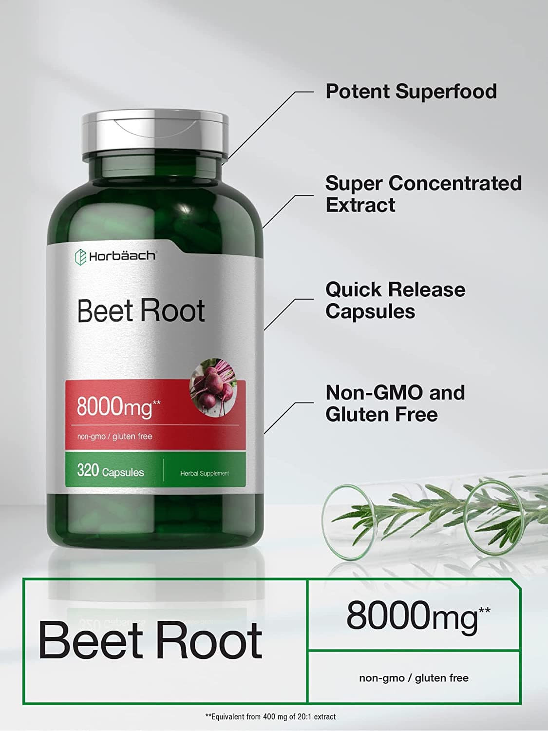 Beet Root Powder Capsules | 8000mg | 320 Count | Non-GMO | by Horbaach 3