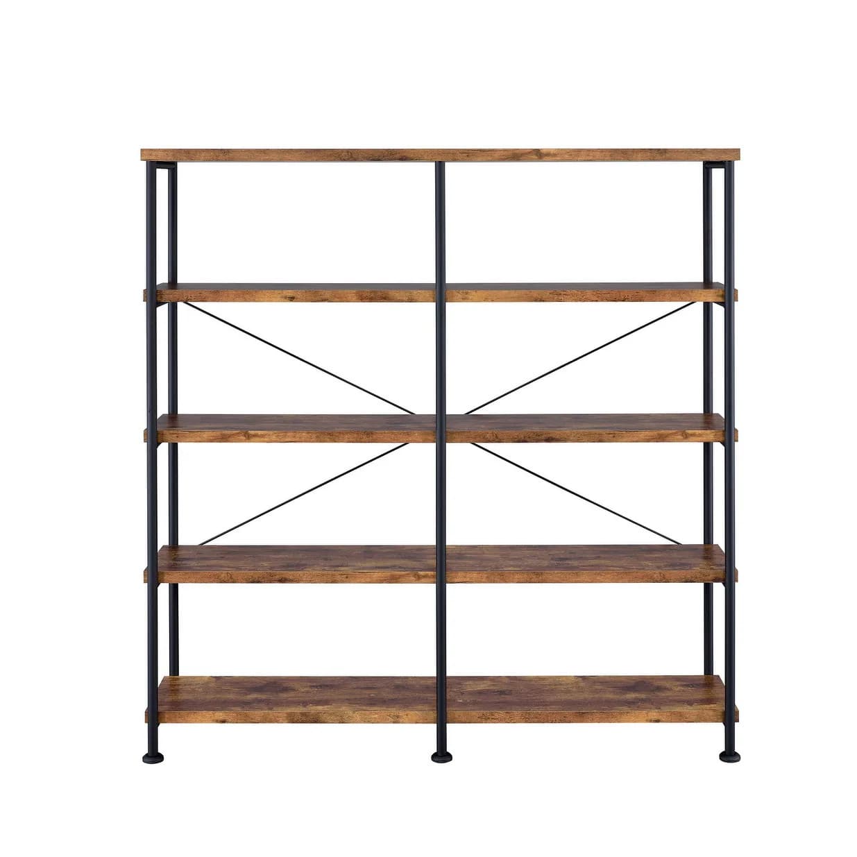 Glazer Industrial Double-wide Bookcase Antique Nutmeg Industrial 2