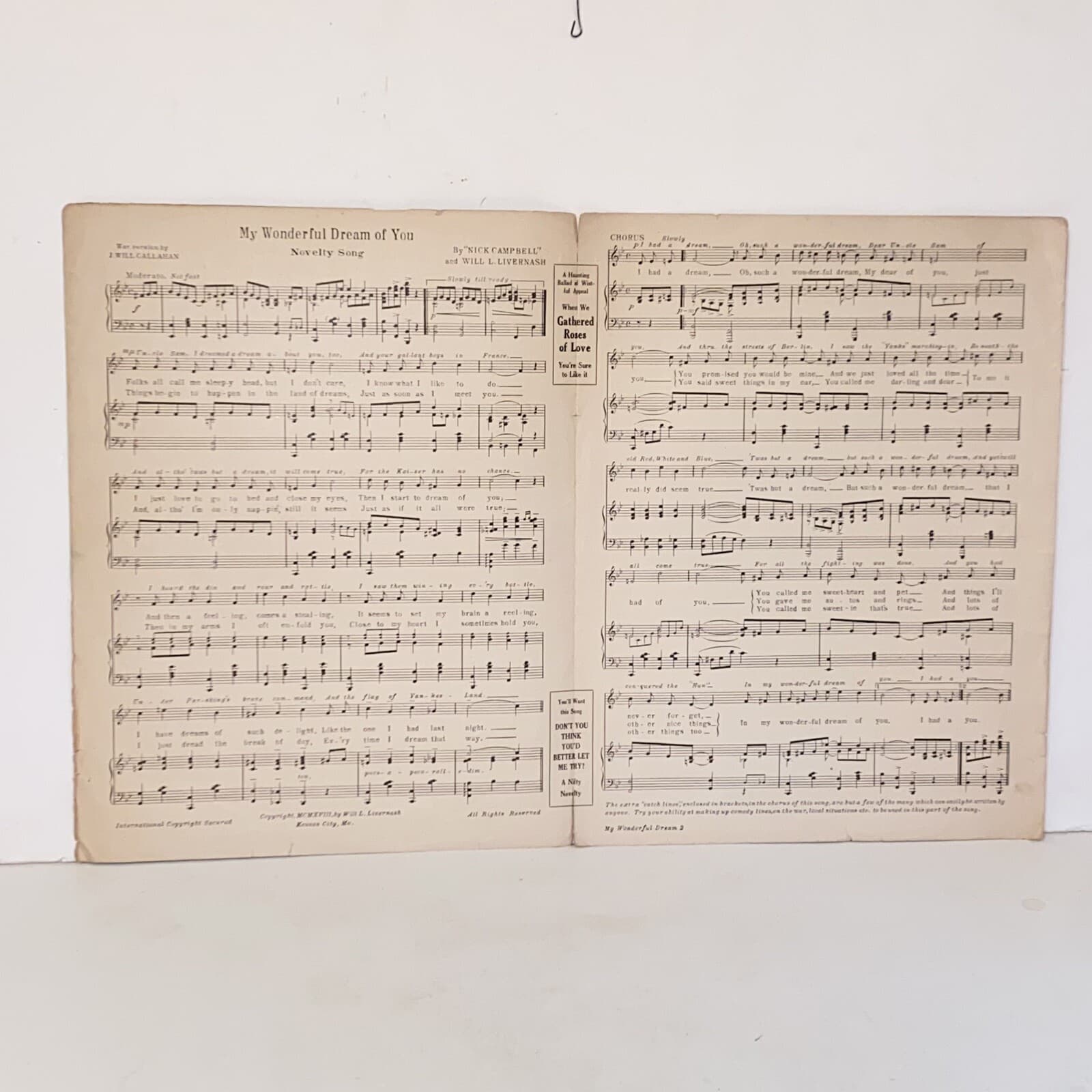 Antique 1918 My Wonderful Dream Of You Sheet Music 4