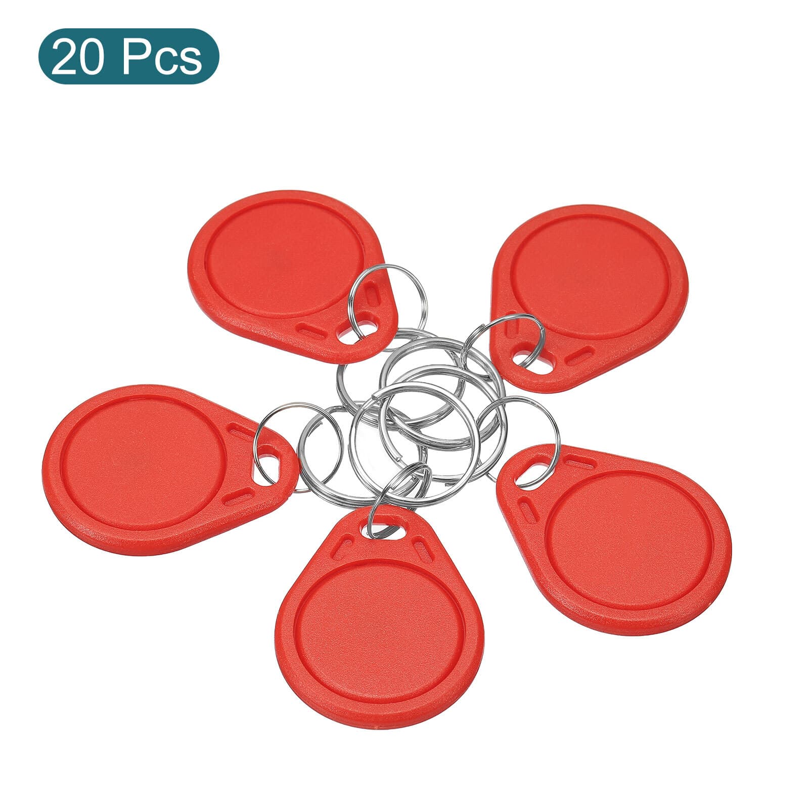 20Pcs RFID Key Fobs UID 13.56MHz Rewritable Proximity IC Smart Token Tag Red 3