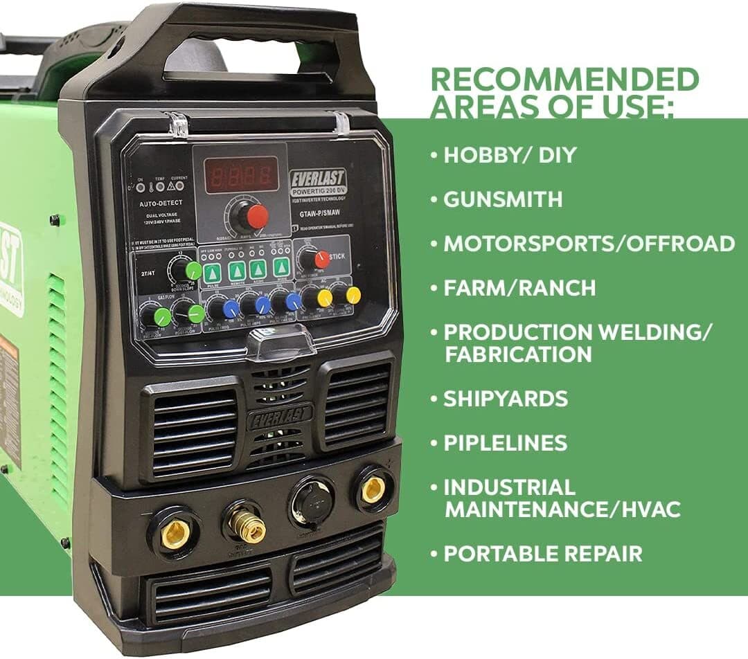 NEW PowerTIG 200DV DUAL VOLTAGE 200AMP ACDC TIG STICK PULSE WELDER EVERLAST 5