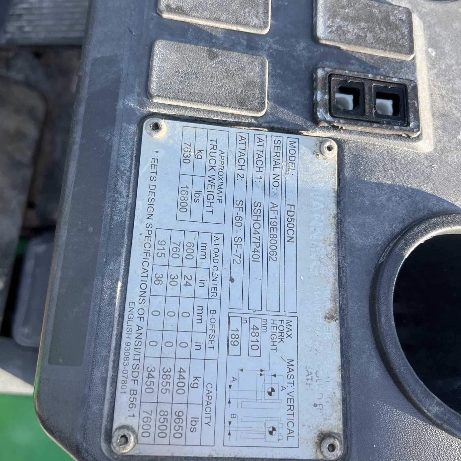 Mitsubishi FD50CN Forklift 10000 Pound Lift Perkins Diesel 4650 Hours 5