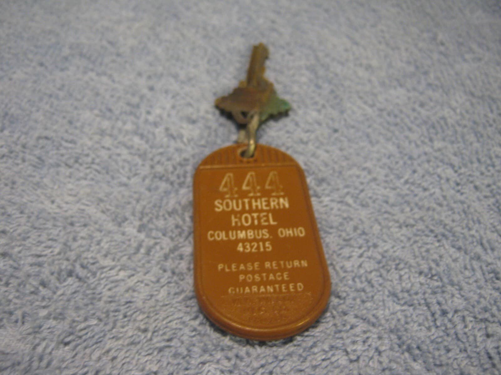 Vintage Hotel Room Key # 444 SOUTHERN HOTEL COLUMBUS OHIO 43215 5
