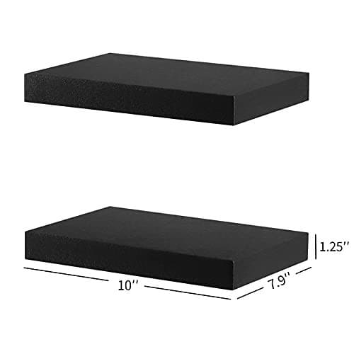  Set of 2 Floating Shelves Wall Mounted Shelf, for Home Decor 10 inch Black 4