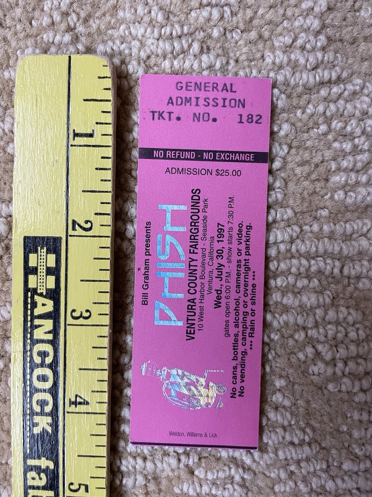 1997 Phish Jim Pollock PTBM Ticket Stub 7/30/1997 Ventura County Fairgrounds CA 6