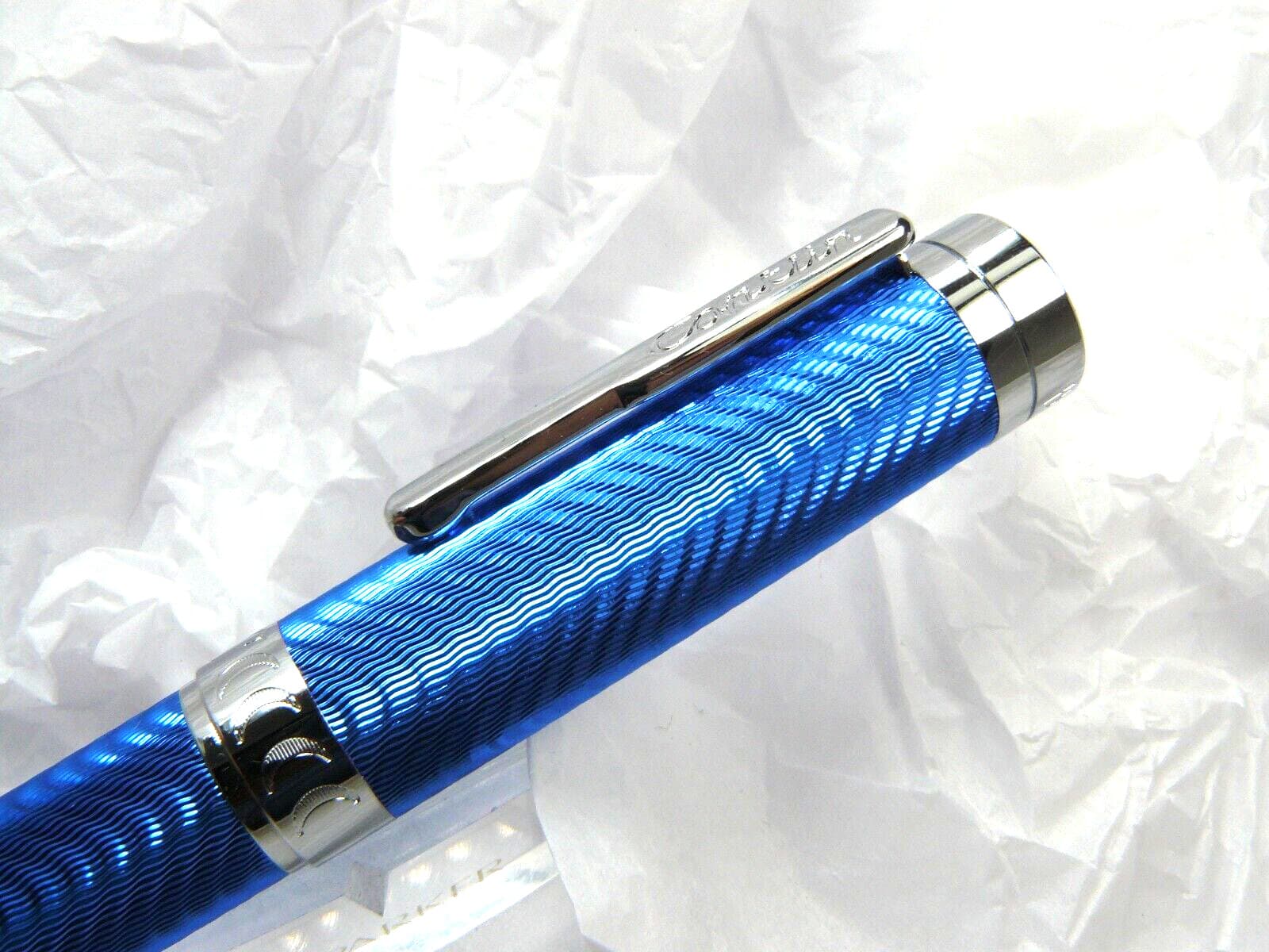 Conklin Herringbone Signature Blue Chrome Fountain Pen Omniflex Nib NEW IN BOX 3
