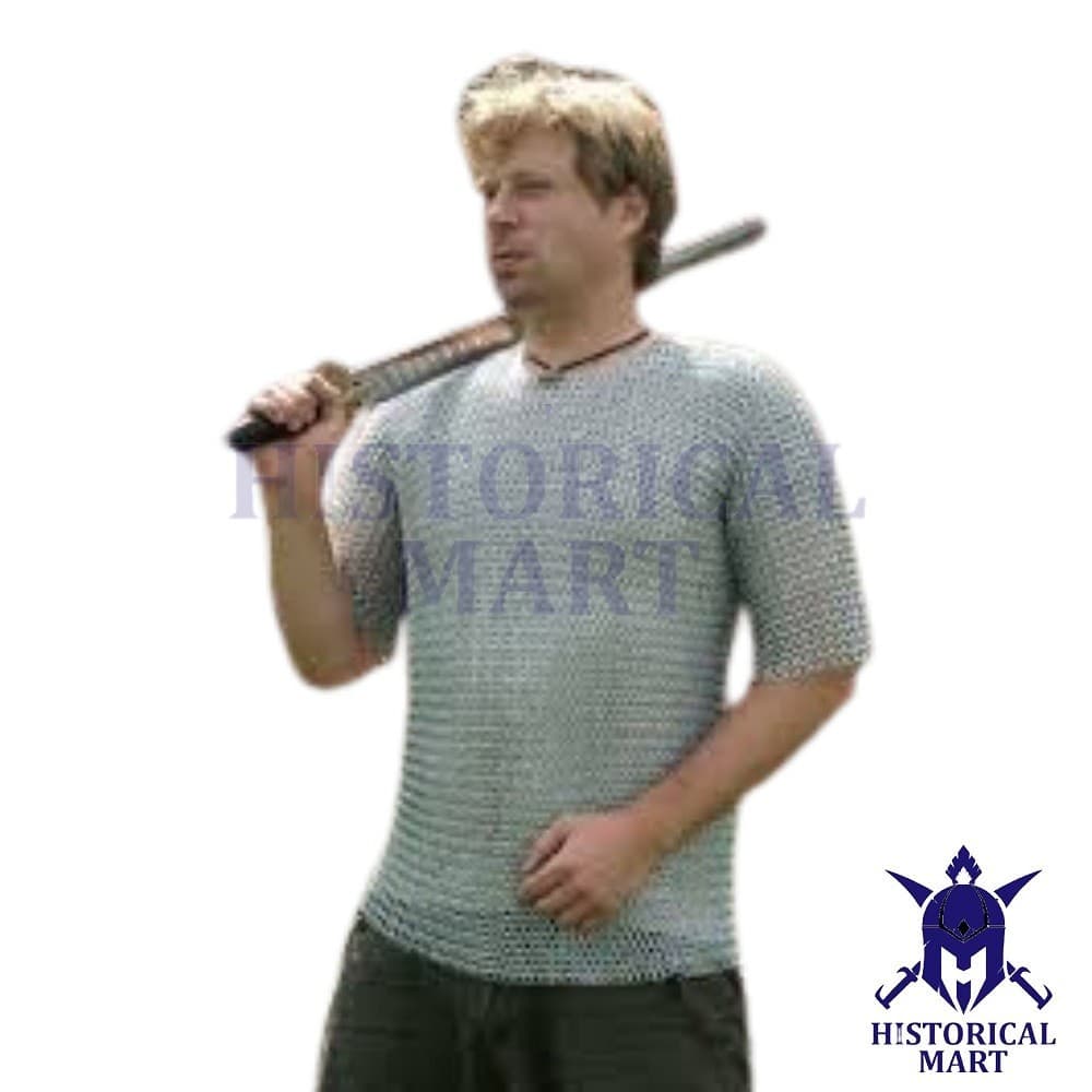 Viking Chainmail Hauberk 10mm Aluminum Rings Half Sleeve Medieval Armor Shirt 2