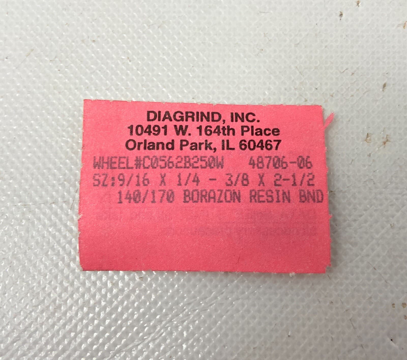 Mandrel Mount 9/16" Internal CBN Grinding Wheel 3/8" Carbide Shank Borazon Resin 6