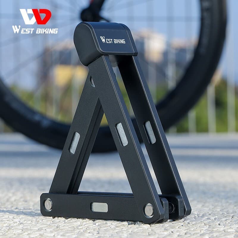 WEST BIKING Bicycle Folding Lock Portable Steel Bike Lock 80cm with 2 Keys Black 5