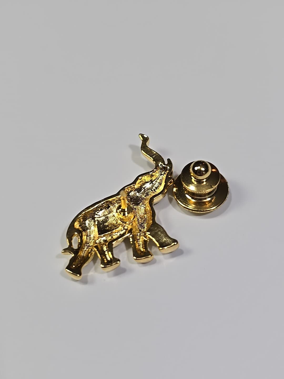 Elephant Lapel Pin Gold Color with Clear & Green Faceted Faux Gems 4