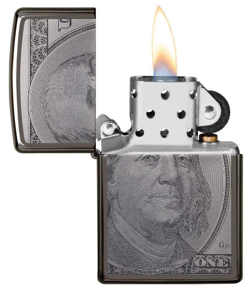 Zippo Windproof 100 Dollar Bill Lighter, Currency Design, 49025, New In Box 3