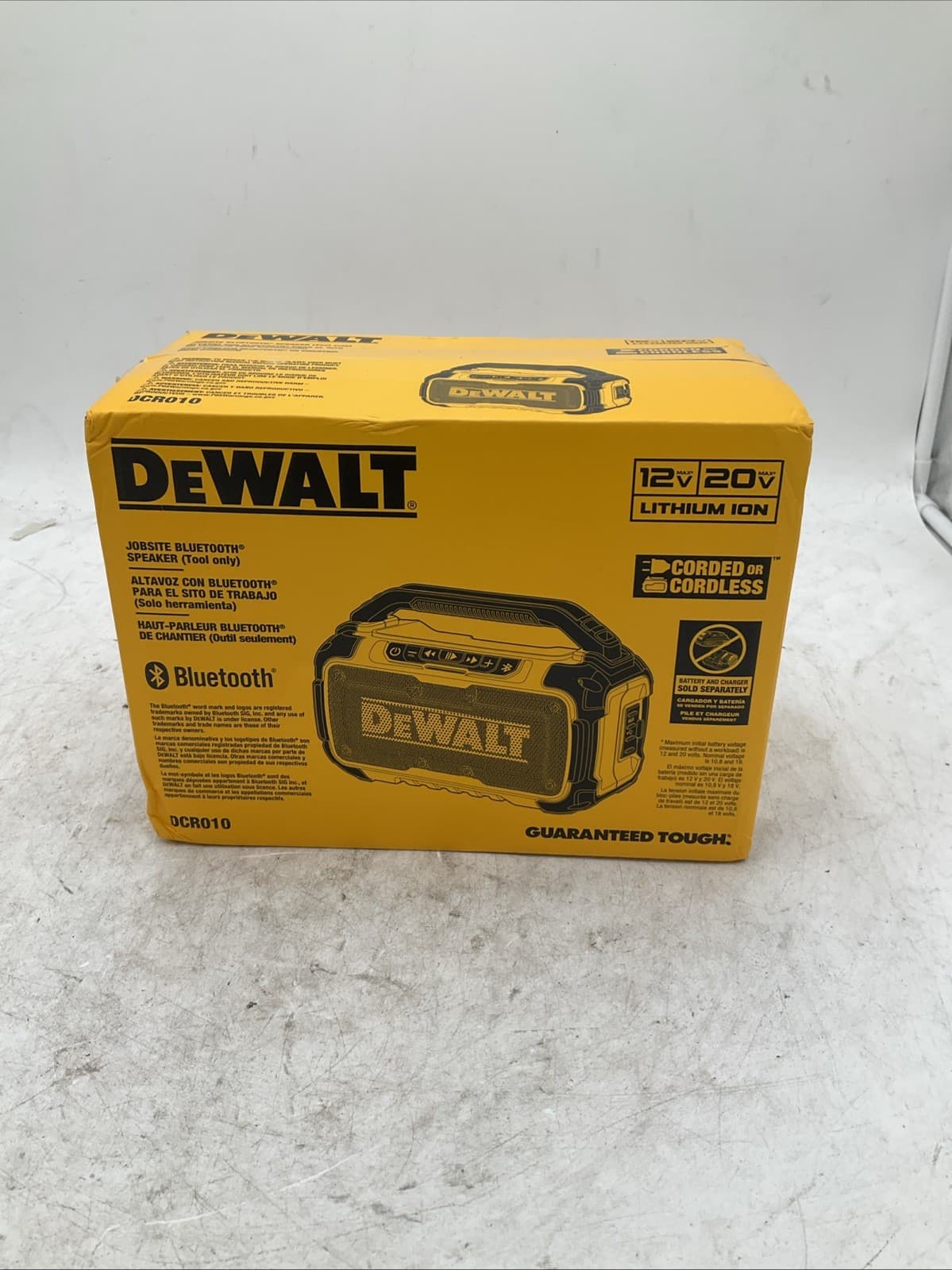 DeWALT DCR010 12V/20V MAX Jobsite Bluetooth Speaker Corded or Cordless