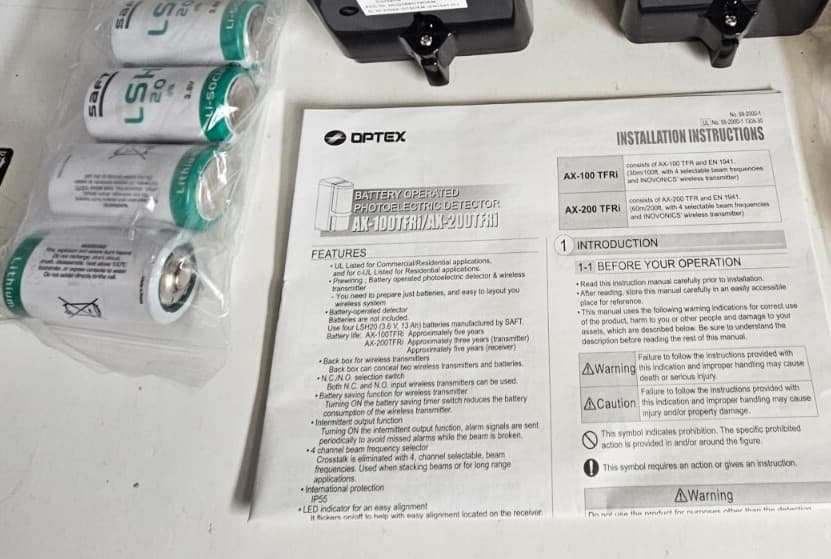 OPTEX AX-100TFRi Photobeam Detector Transmitter & Receiver NEW Open Box ( Other) 4